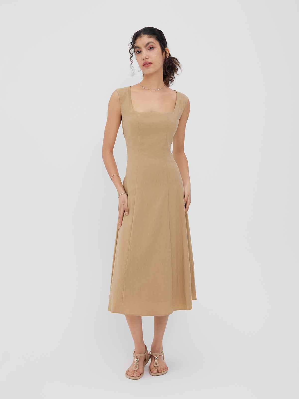 ASOBIO Cap Sleeve A-Line Midi Dress