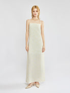 Embroidered Cut Work Cami Column Maxi Dress