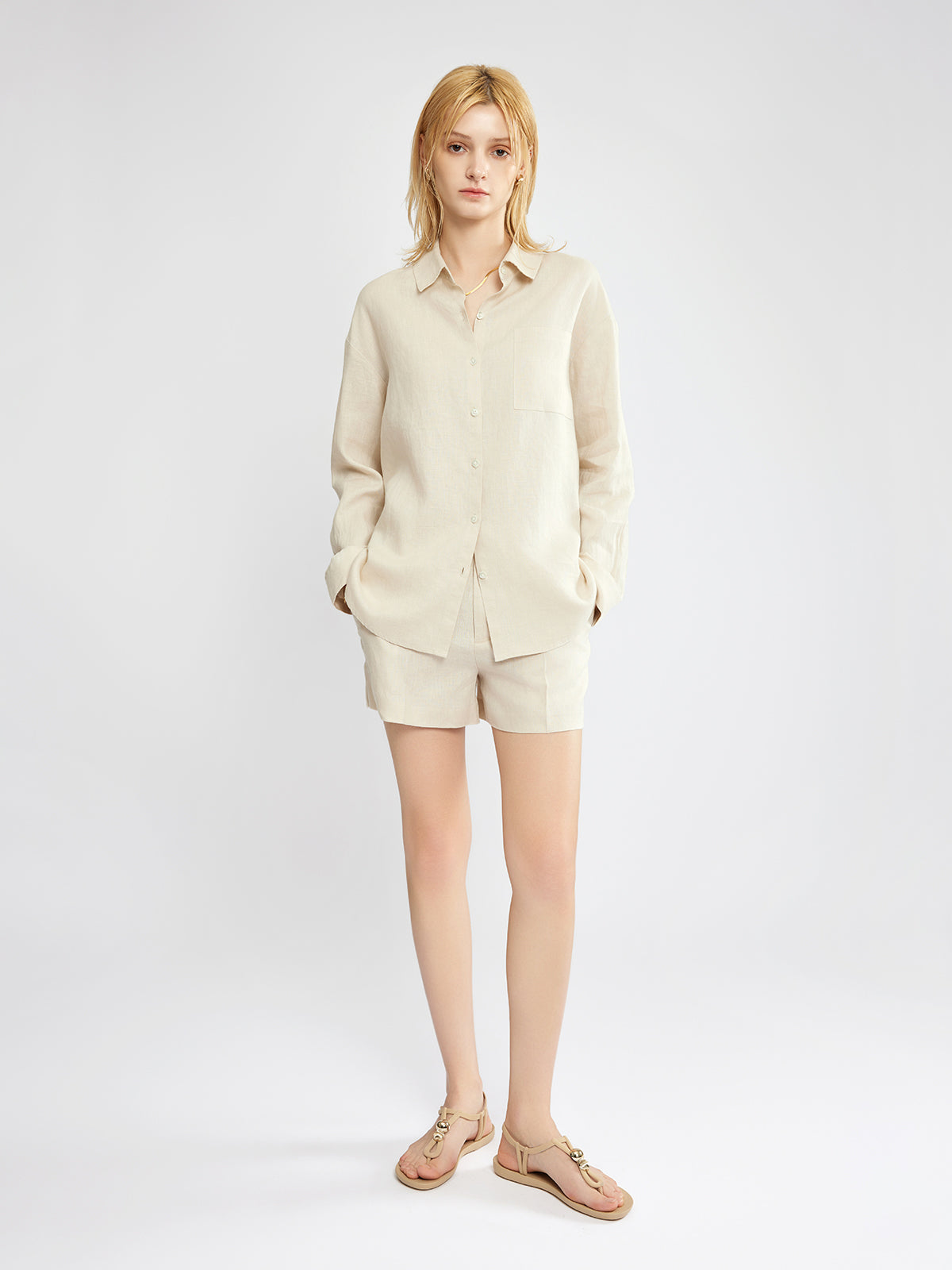 100% Linen Button-Up Shirt