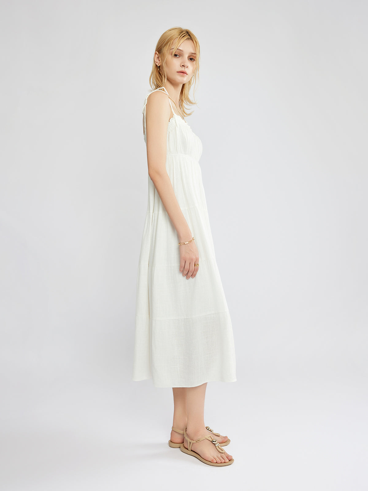 Linen Tiered Midi Dress