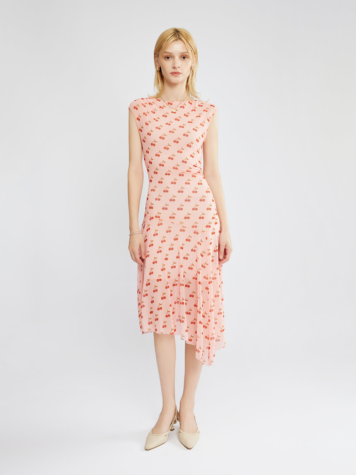 Ruched Tulle Midi Dress