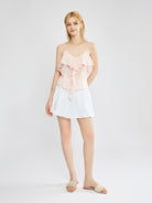 Ruffled Chiffon V-Neck Camisole