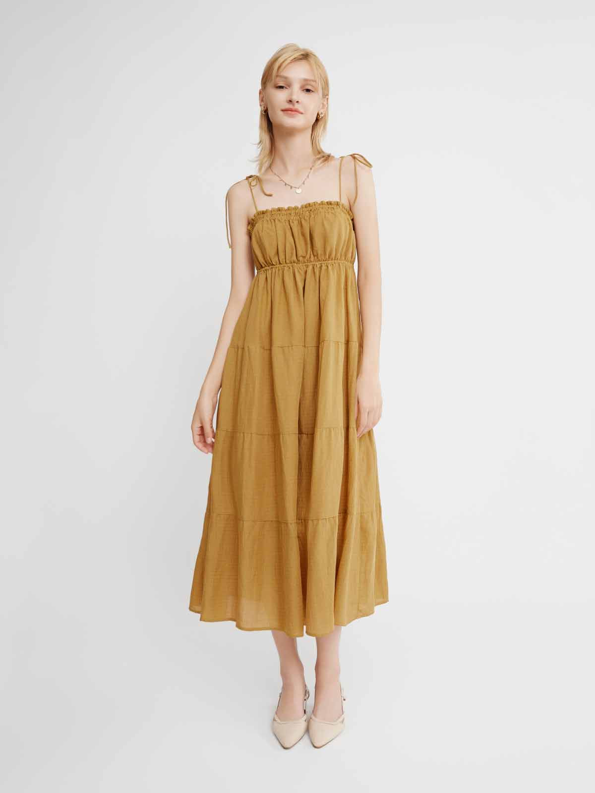 Linen Tiered Midi Dress