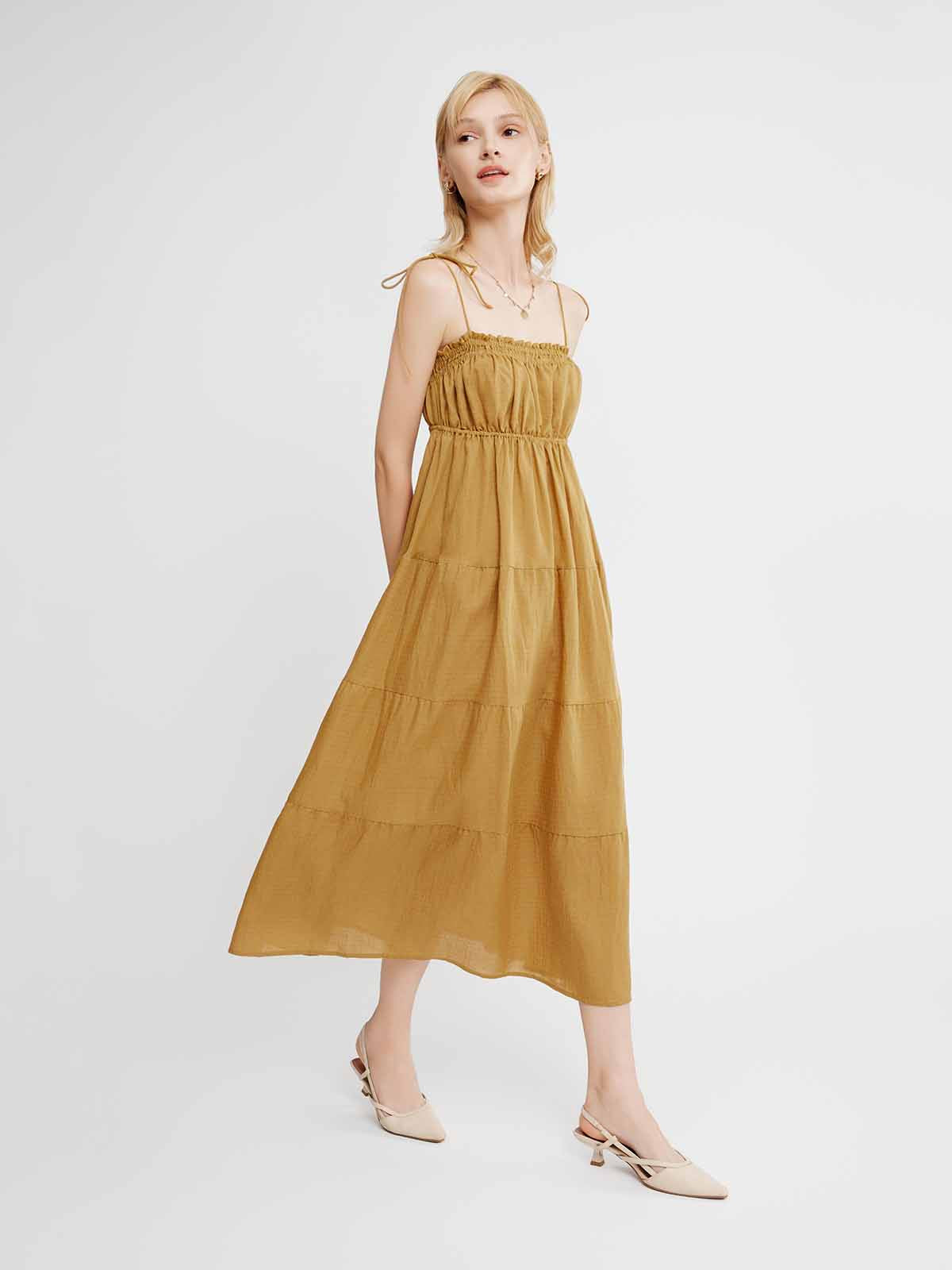 Linen Tiered Midi Dress