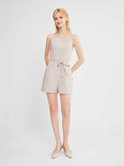 Sleeveless Square-Neck Pleated Romper
