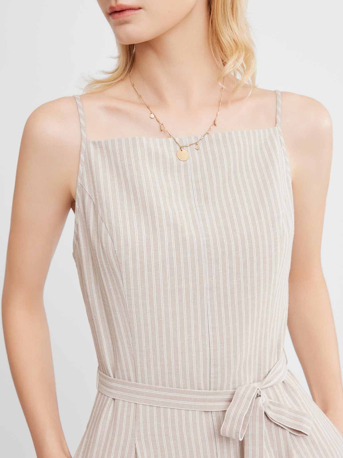 Sleeveless Square-Neck Pleated Romper