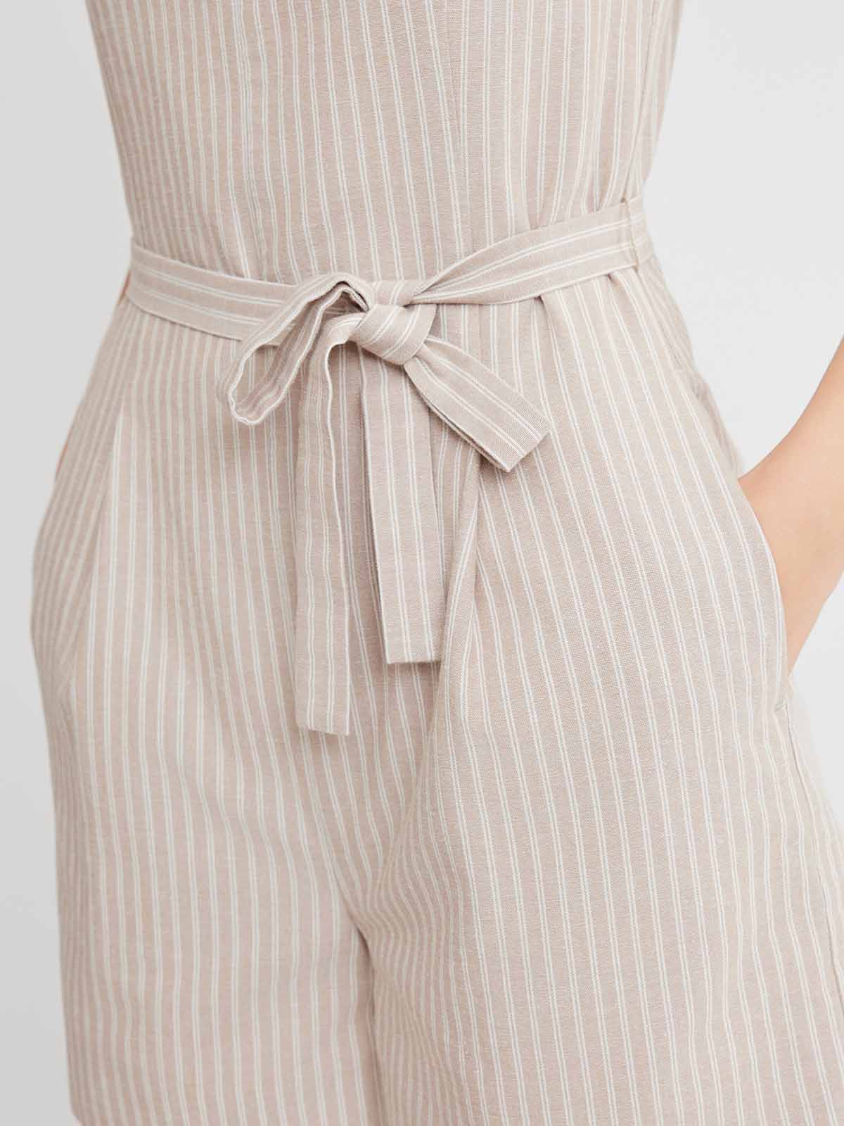 Sleeveless Square-Neck Pleated Romper