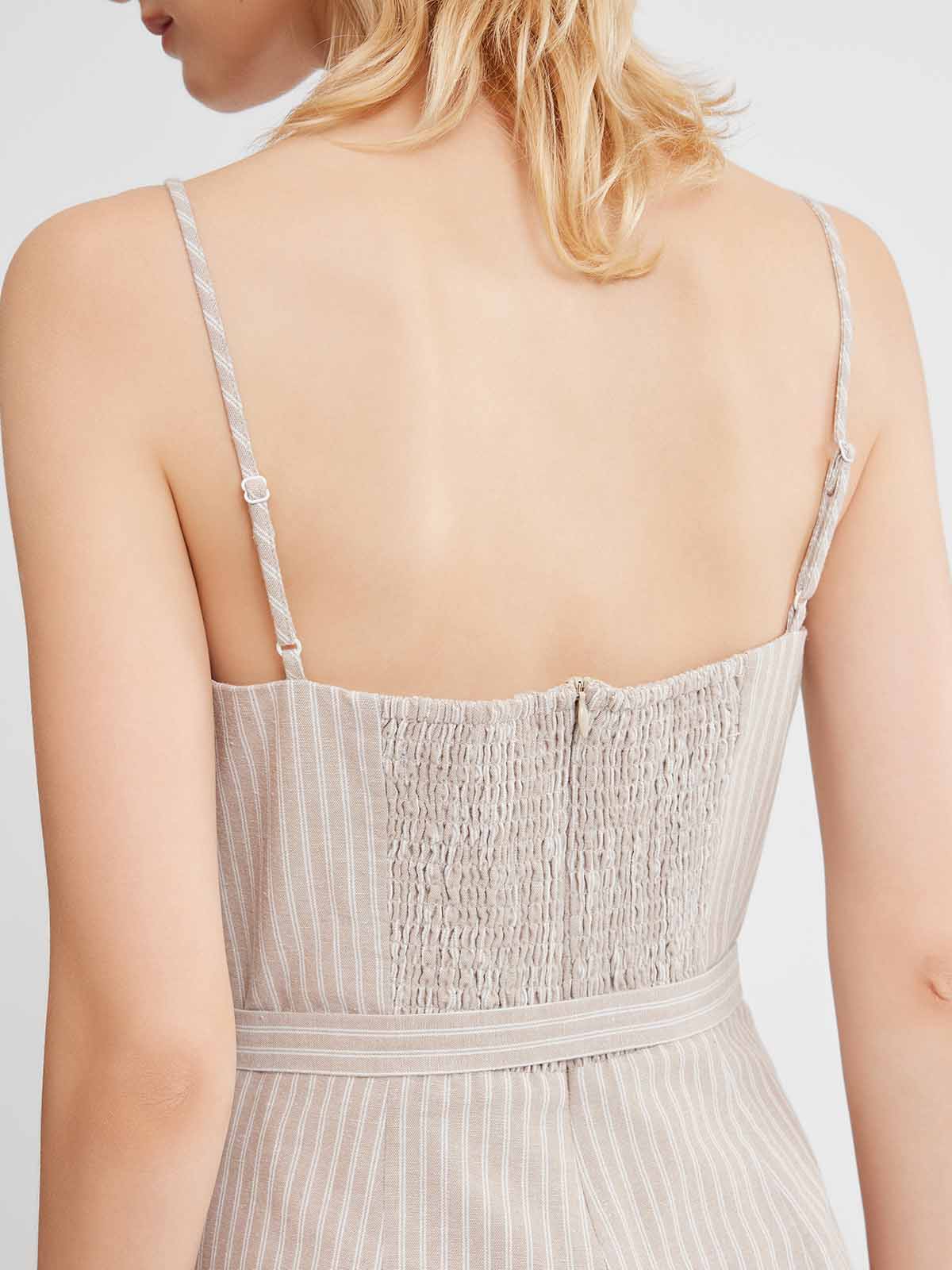 Sleeveless Square-Neck Pleated Romper