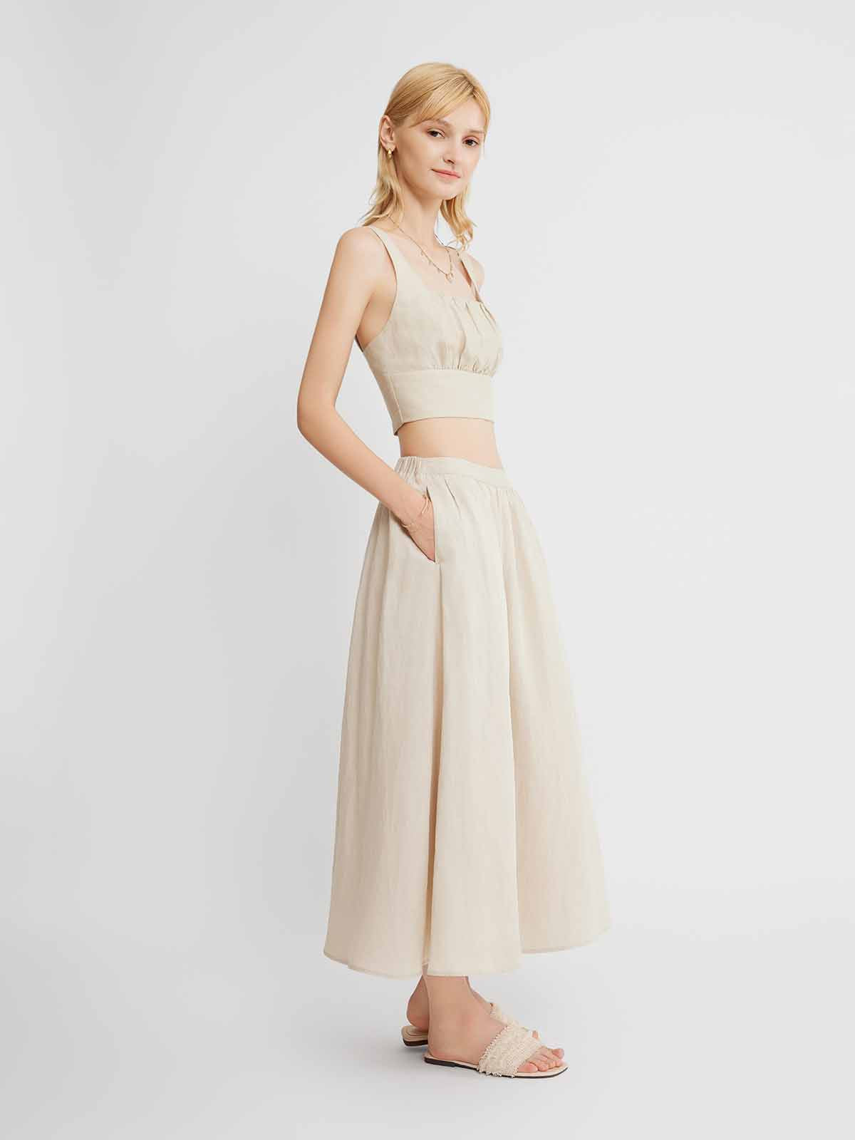  Smocked Square-Neck Top