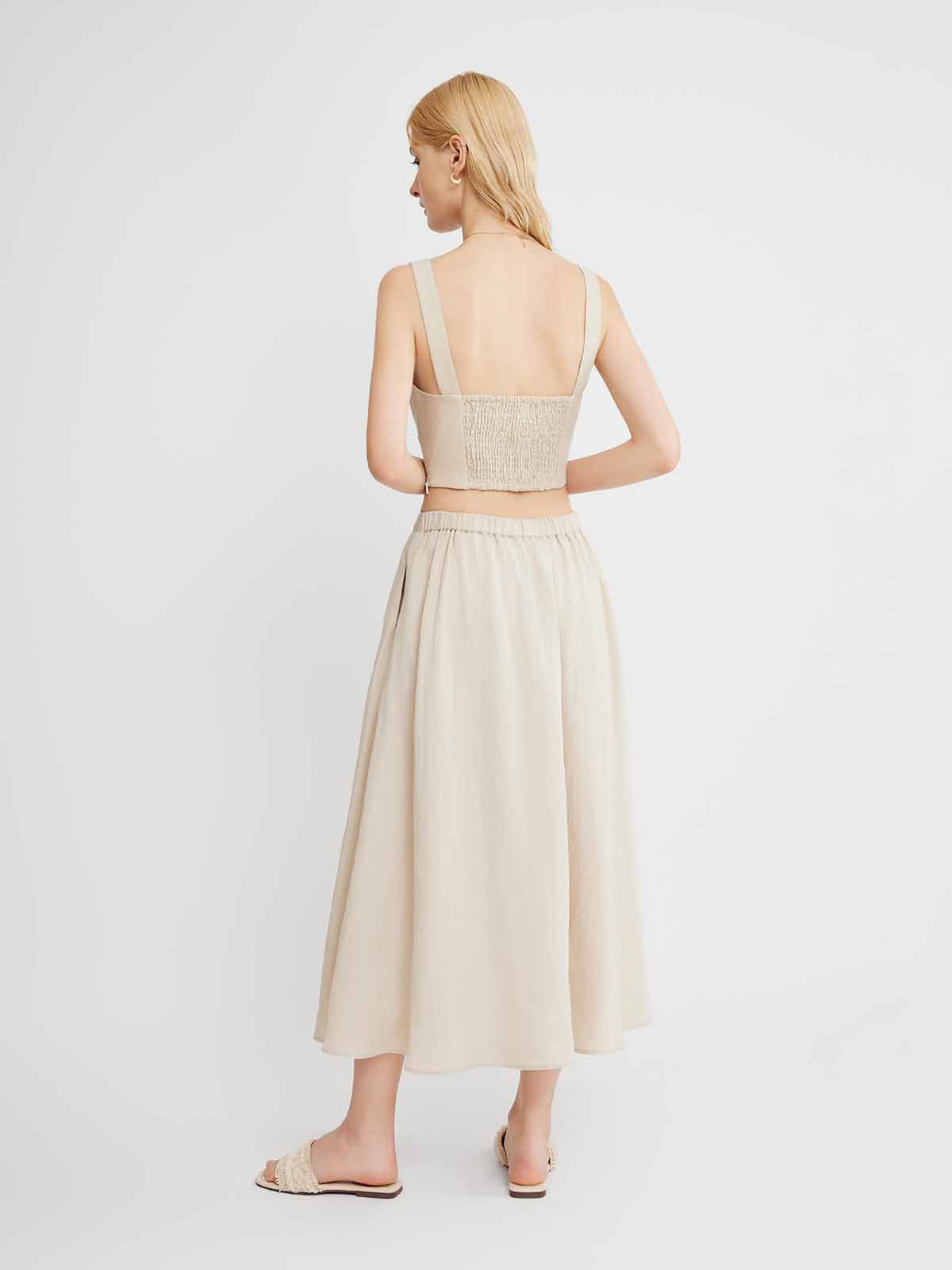  Smocked Square-Neck Top