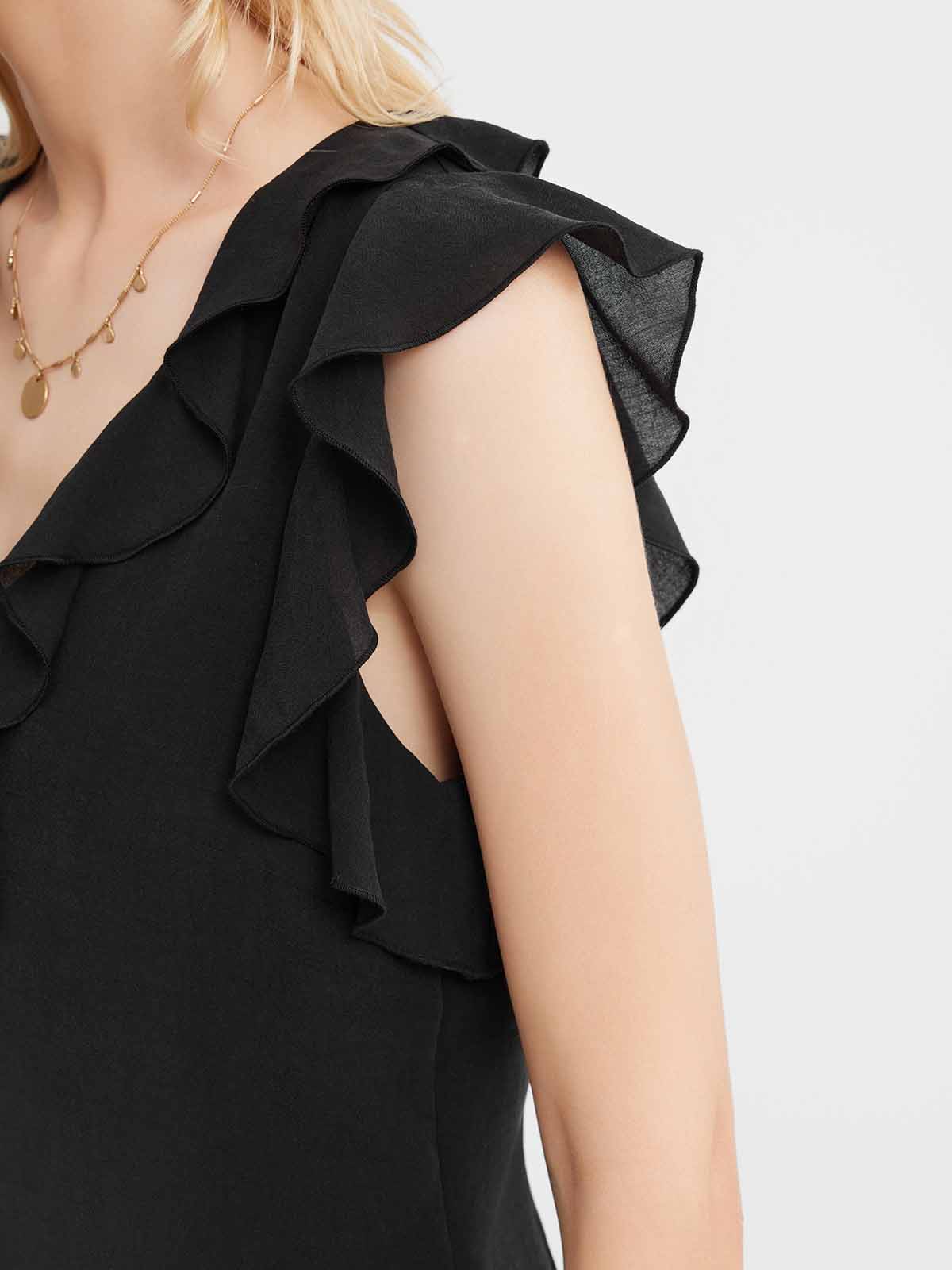 ASOBIO Ruffled Tie-Front Fit-and-Flare Mini Dress