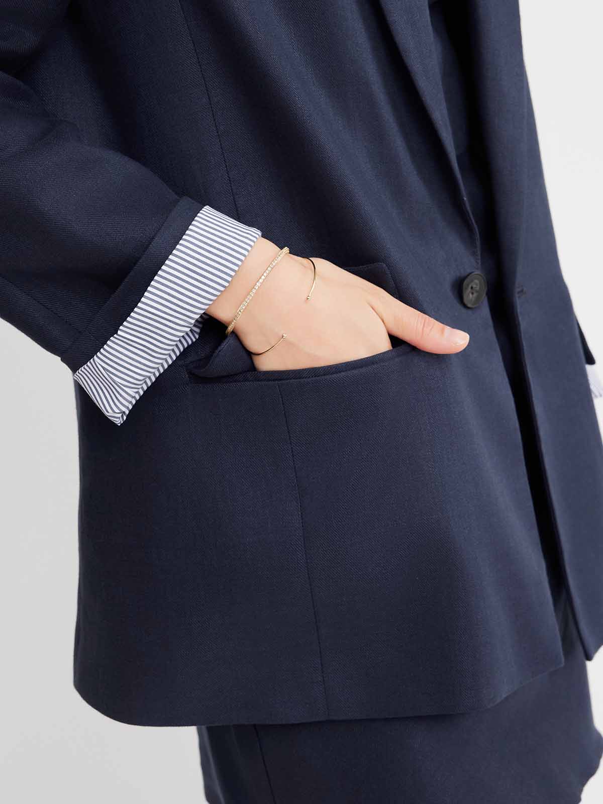 ASOBIO 100% Linen Blazer with Striped Lining