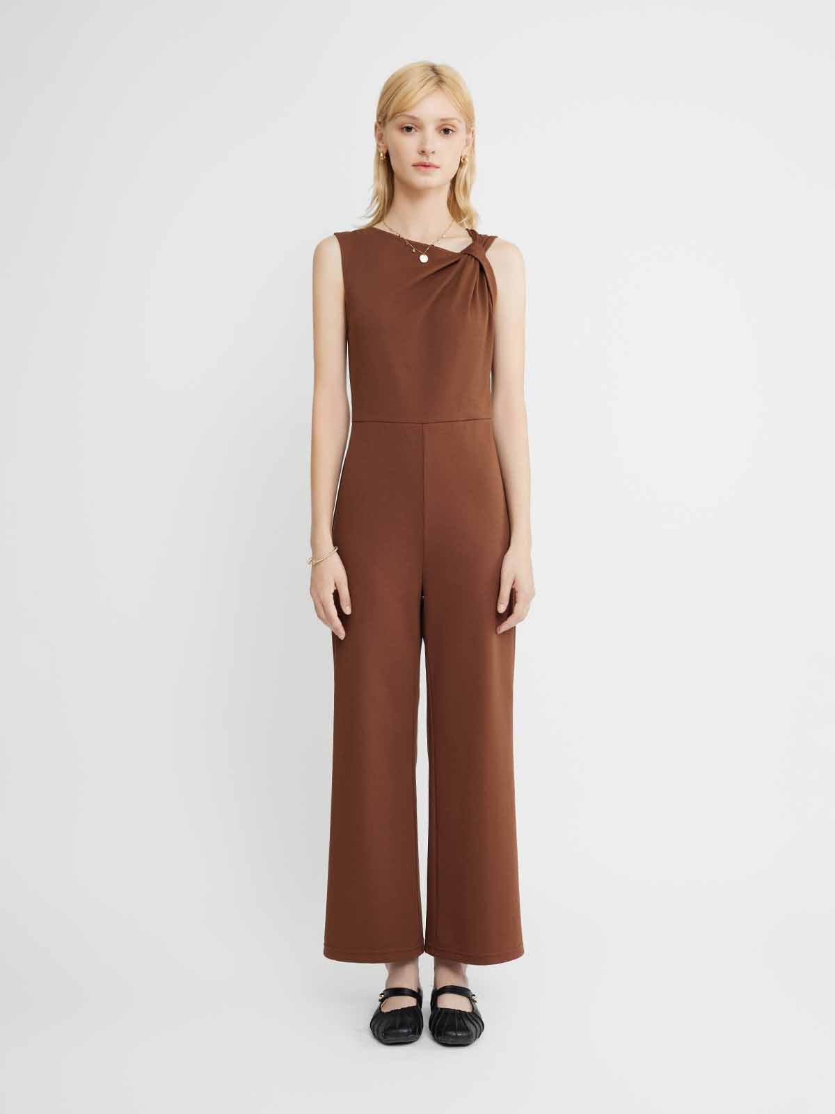 ASOBIO Sleeveless Knot-Neck Knit Jumpsuit
