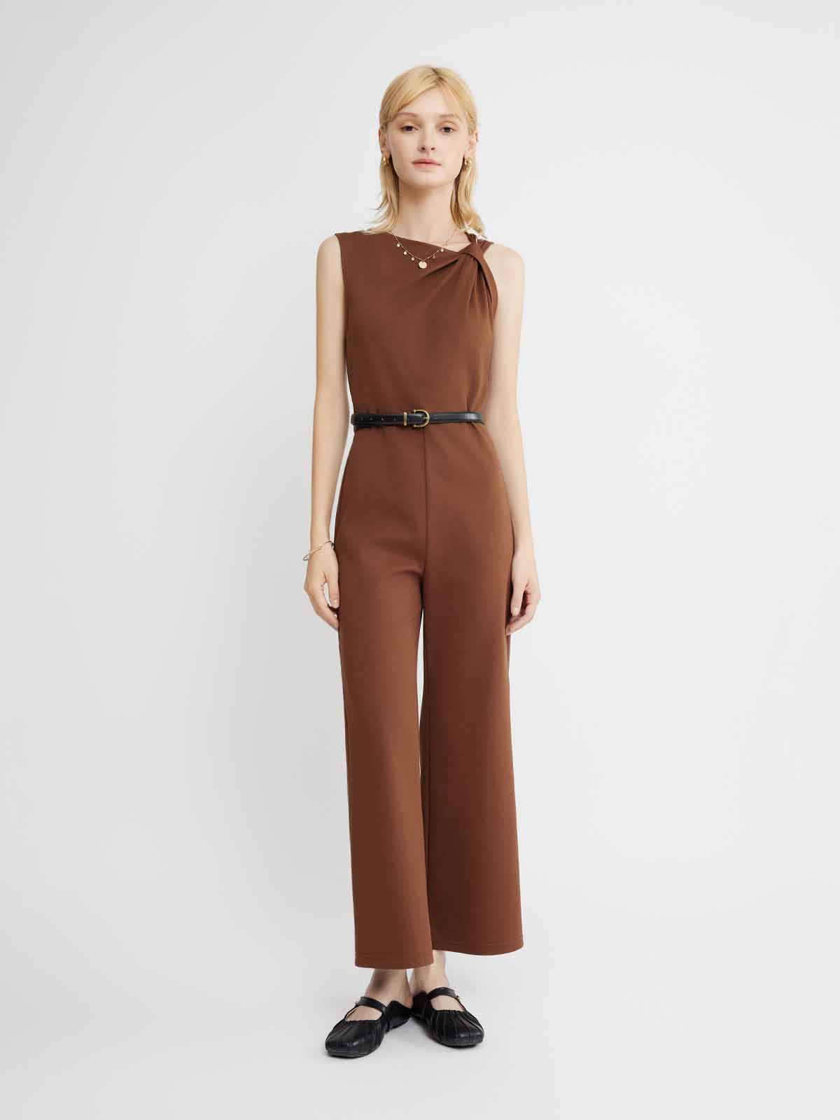 ASOBIO Sleeveless Knot-Neck Knit Jumpsuit