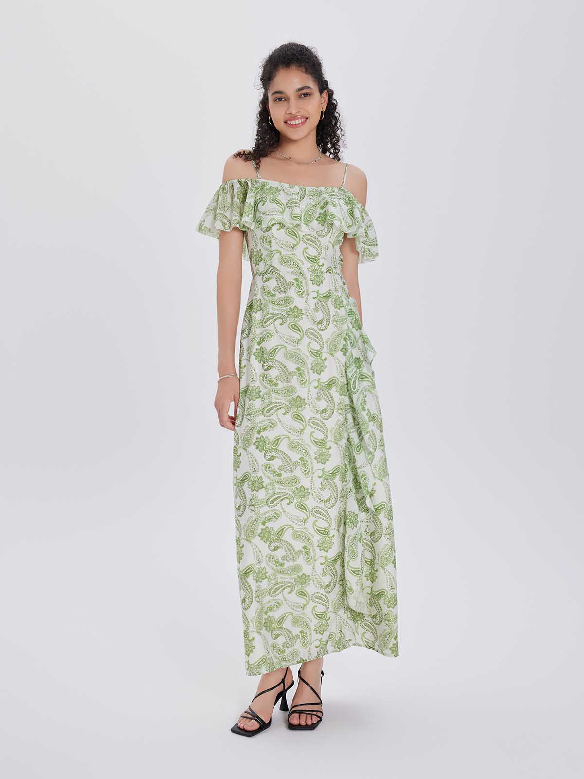 ASOBIO Convertible Ruffle Maxi Dress