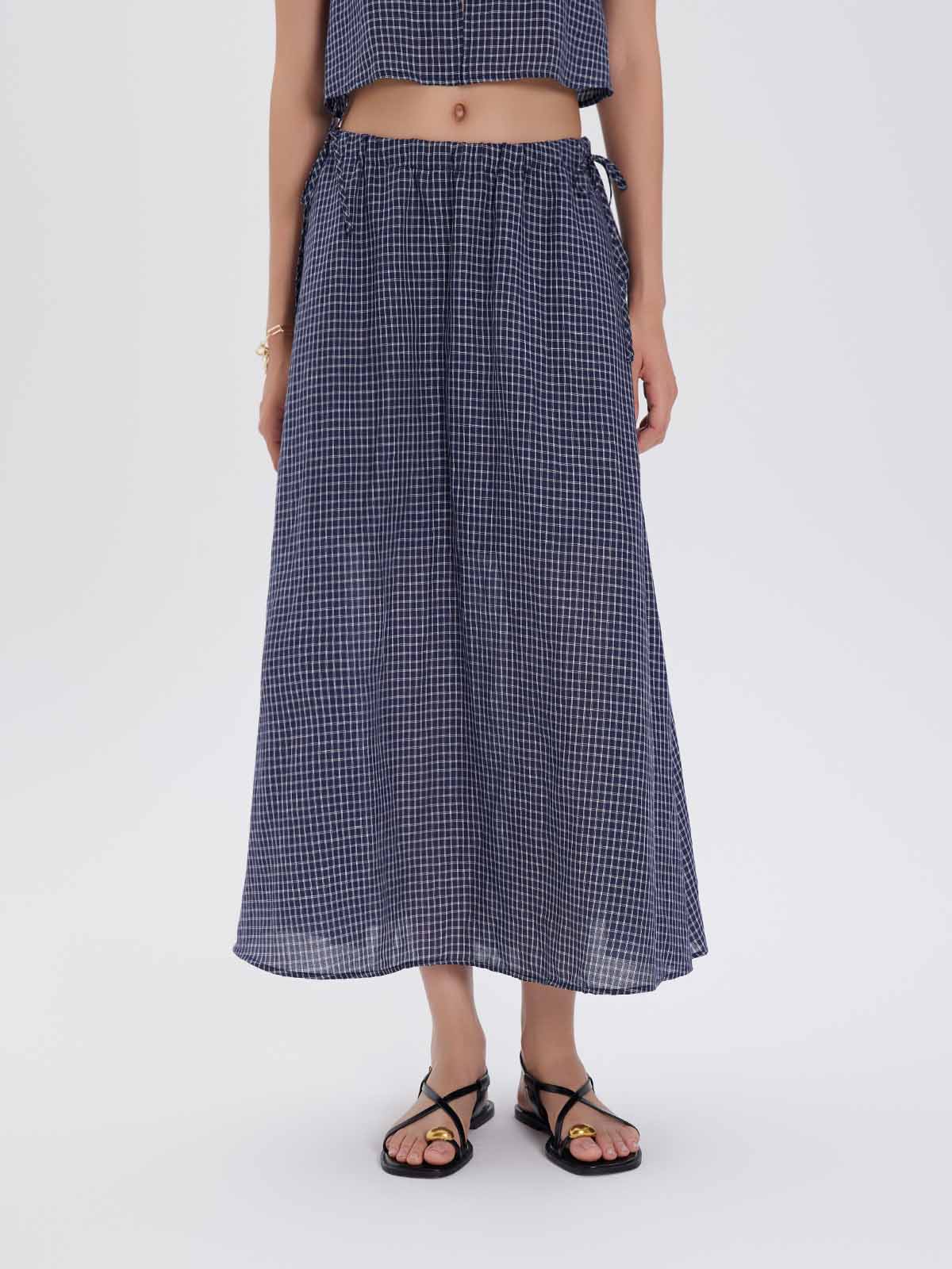 ASOBIO Tie-Waist Lyocell-Linen Maxi Skirt