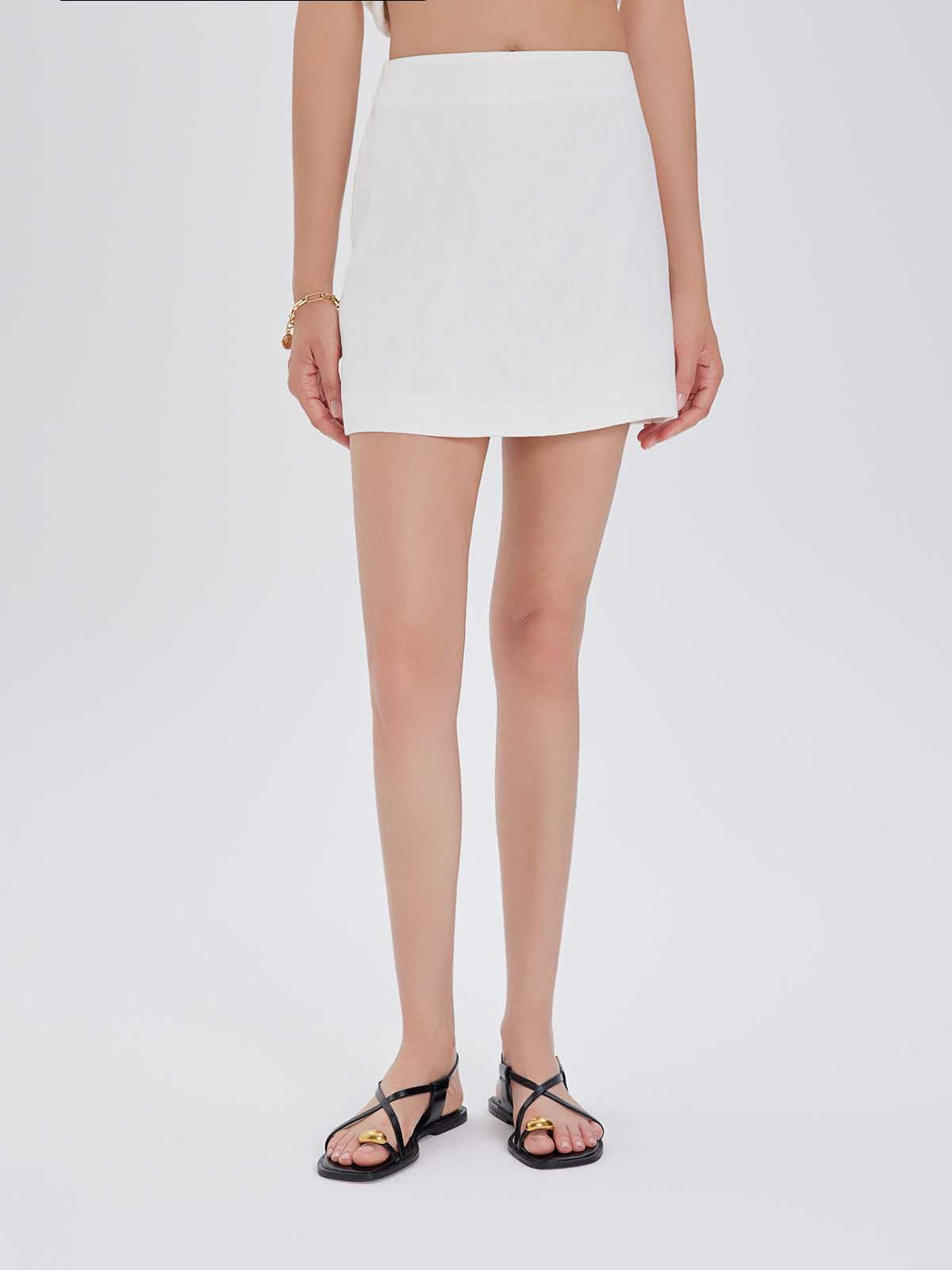 ASOBIO 100% Linen Mid-Rise Mini Skirt