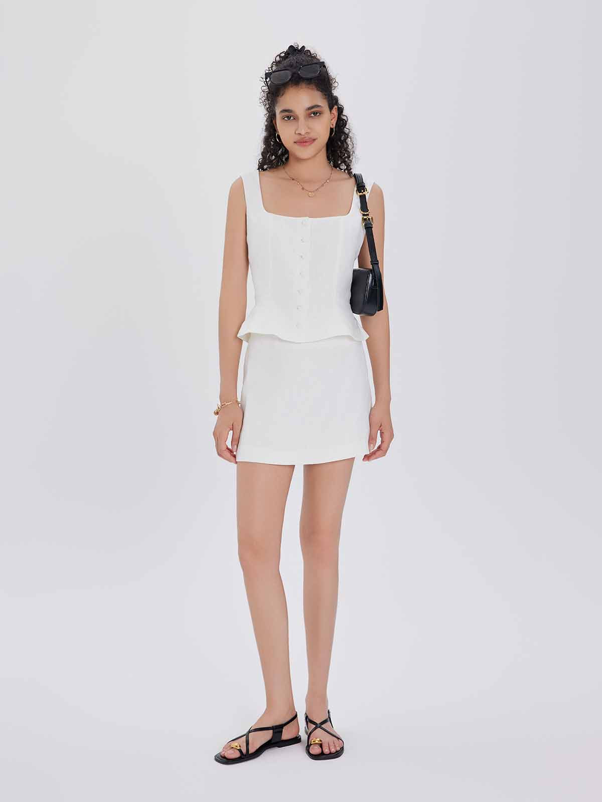 ASOBIO 100% Linen Mid-Rise Mini Skirt