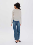  Ruffle Tie-Neck Long-Sleeve Blouse