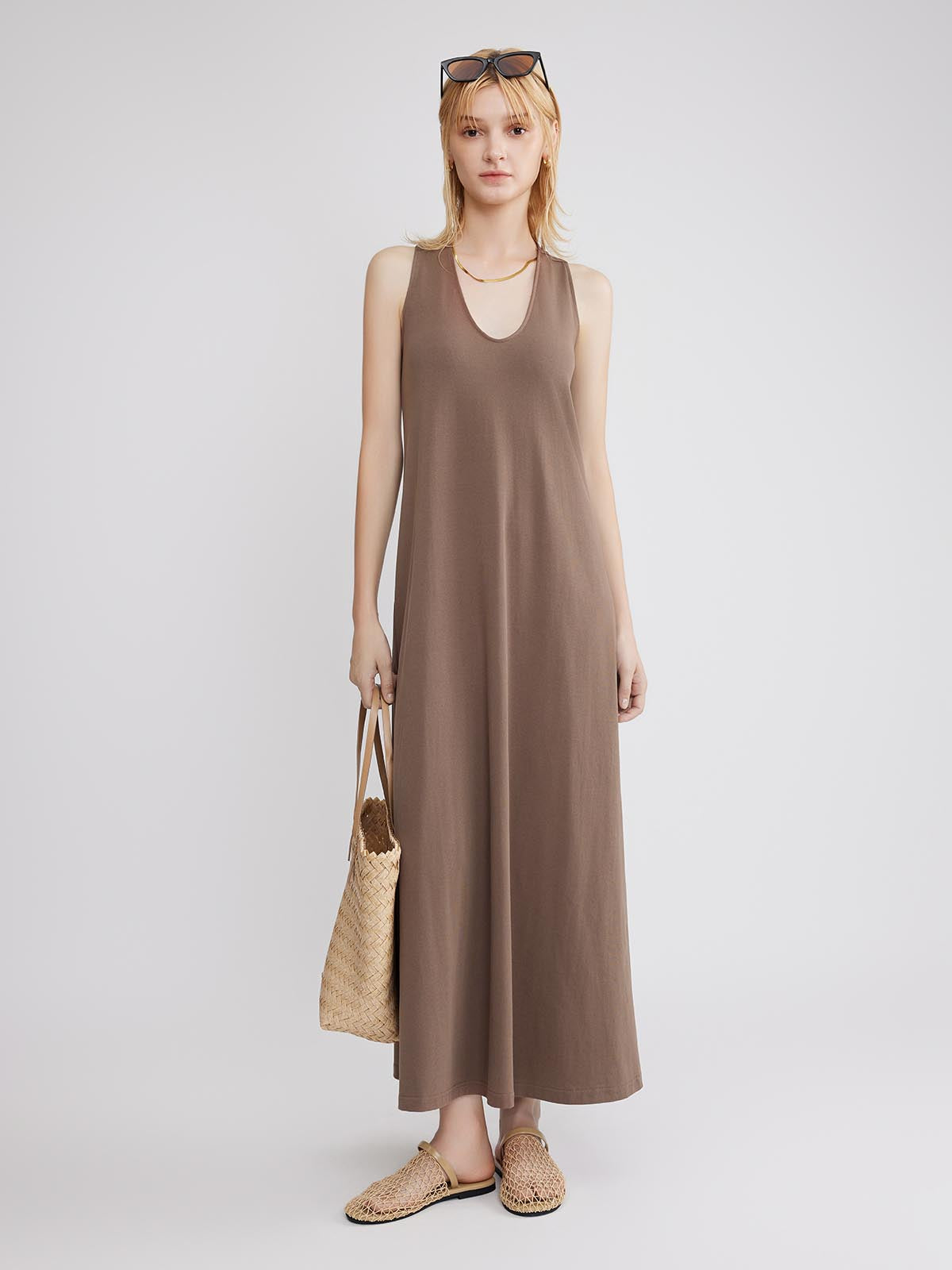 ASOBIO Twist-Back Knit Maxi Dress