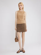 ASOBIO Sleeveless Boatneck Crepe Top