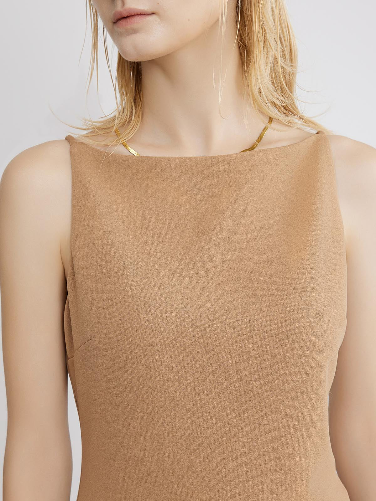 ASOBIO Sleeveless Boatneck Crepe Top