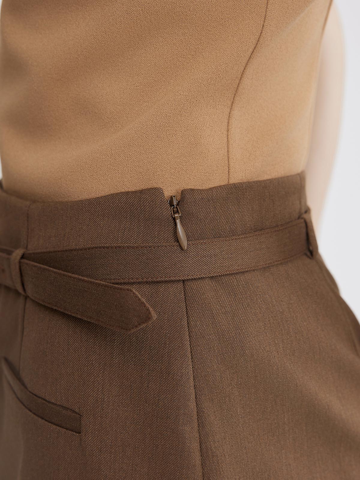 ASOBIO Wool-Blend Mini Skort with Belt