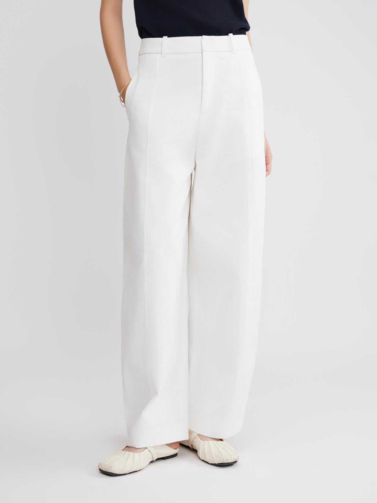 ASOBIO 100% Cotton Barrel-Leg Pants
