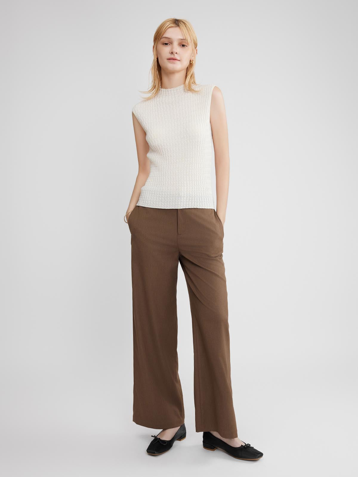 ASOBIO Minimalist Tailored Straight-Leg Pants