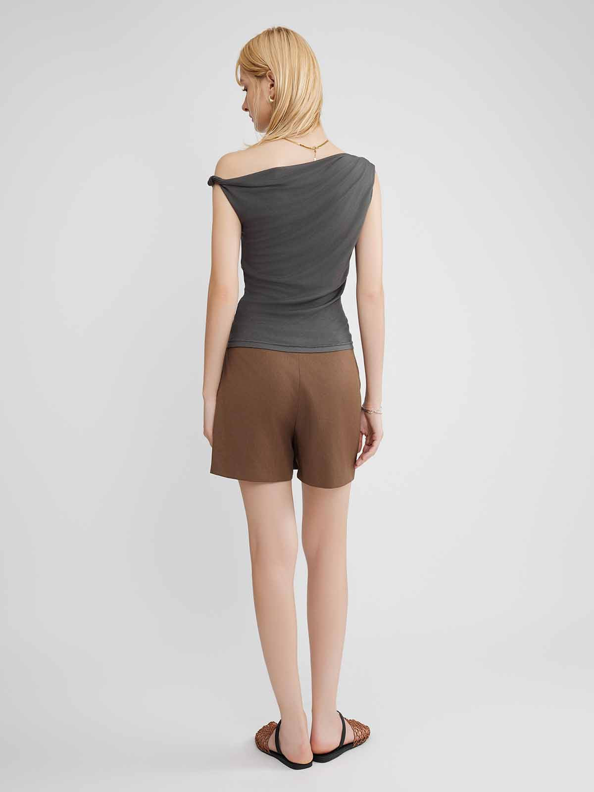 ASOBIO Sculpted Asymmetric Knit Top