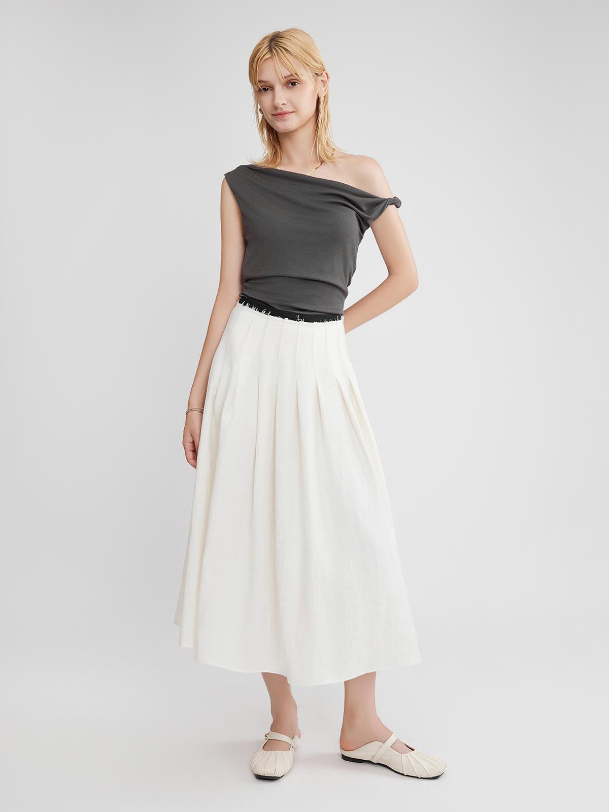 ASOBIO Sculpted Asymmetric Knit Top