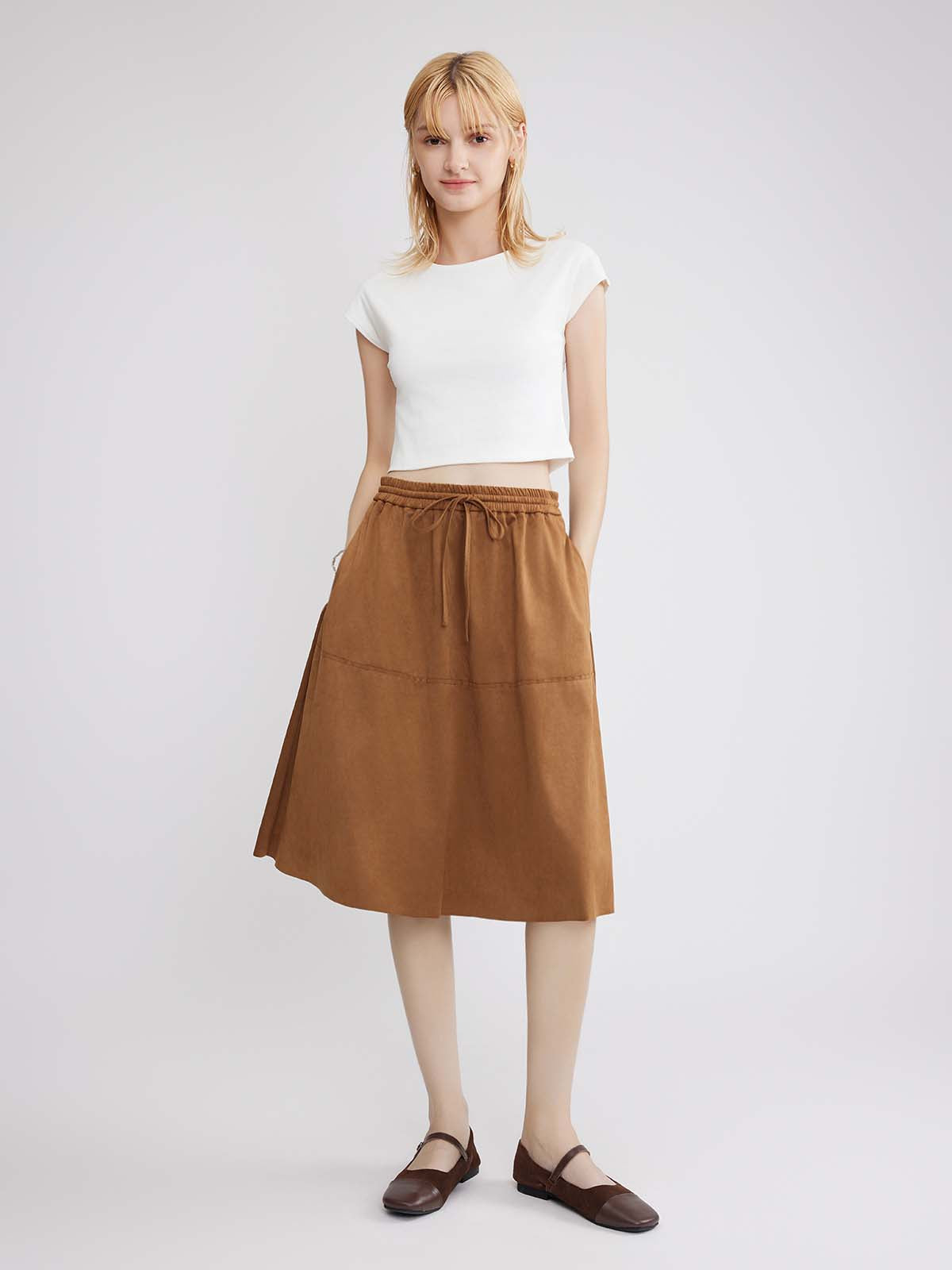 Asobio Suede Leather Skirt With Gathered Detail
