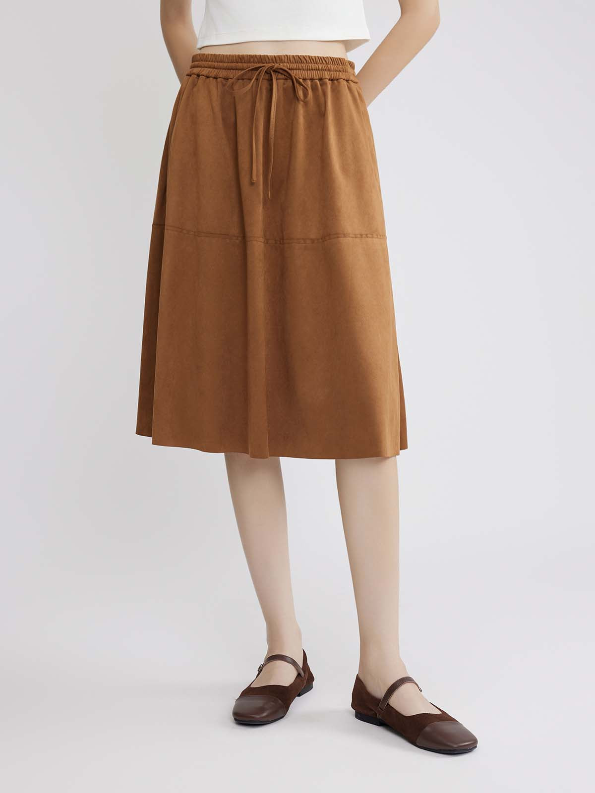 Asobio Suede Leather Skirt With Gathered Detail