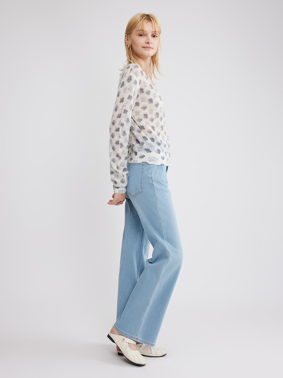 ASOBIO Wool Blend Knit Cardigan