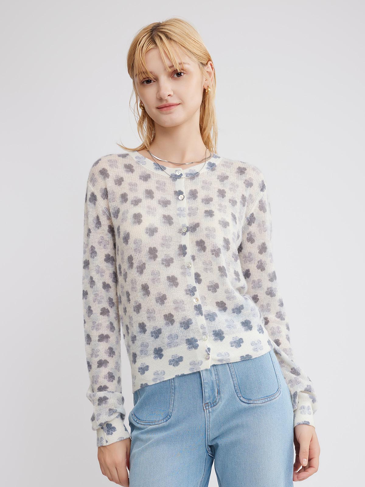 ASOBIO Wool Blend Knit Cardigan