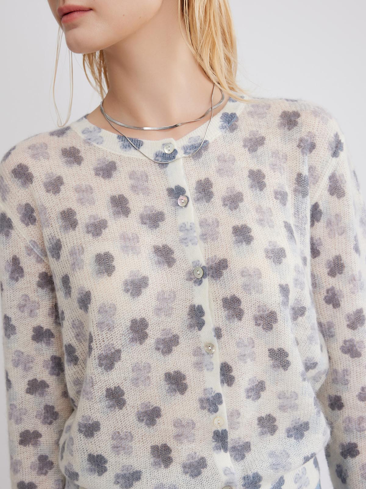 ASOBIO Wool Blend Knit Cardigan