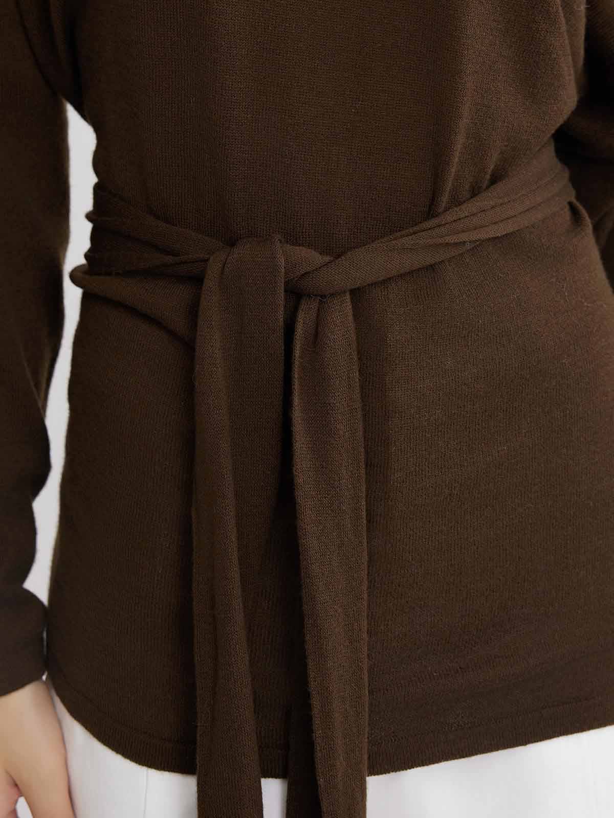 ASOBIO Wool Blend Wide Neck Knit Top