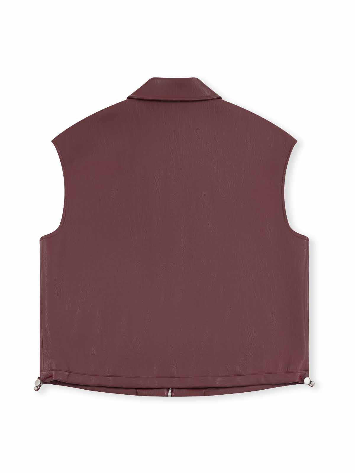 ASOBIO Faux Leather Collared Vest