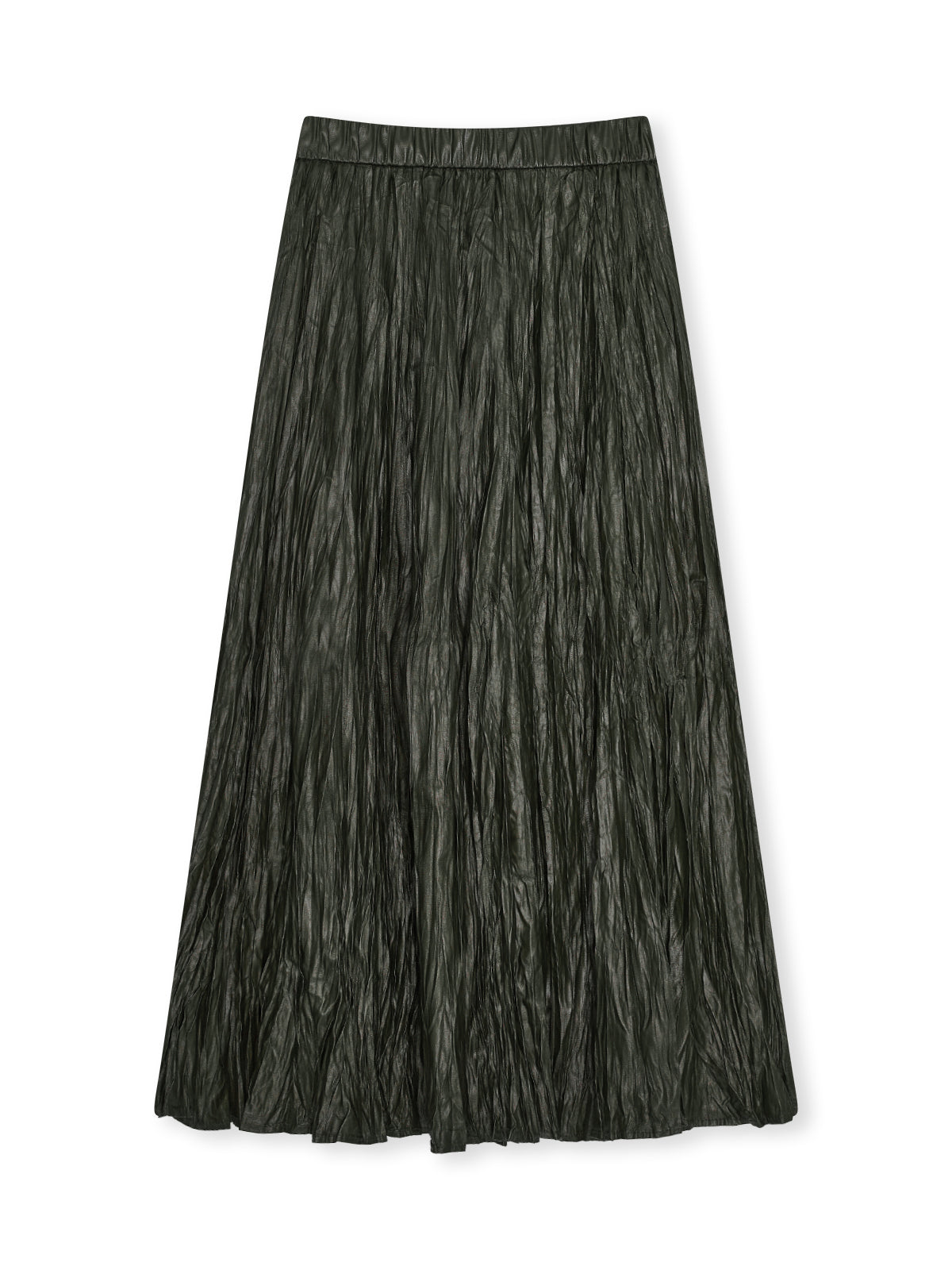 ASOBIO Pleated PU Maxi Skirt