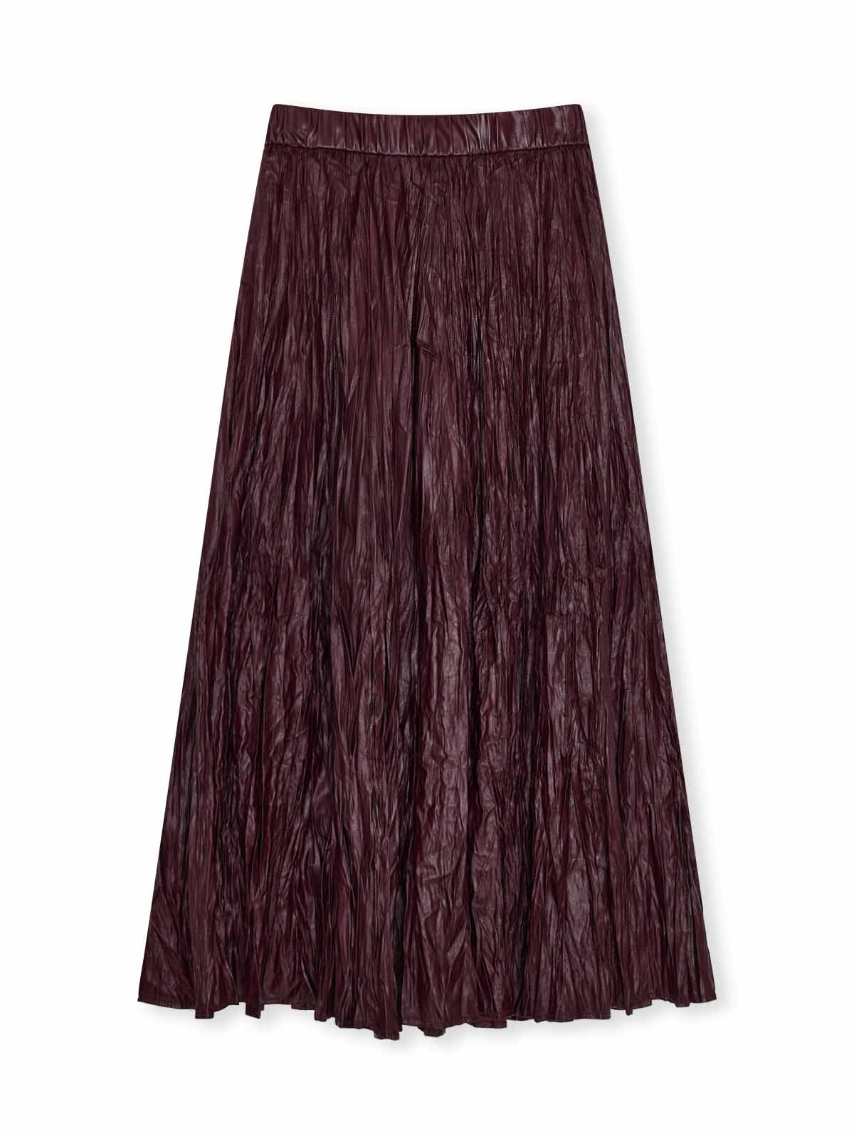 ASOBIO Pleated PU Maxi Skirt