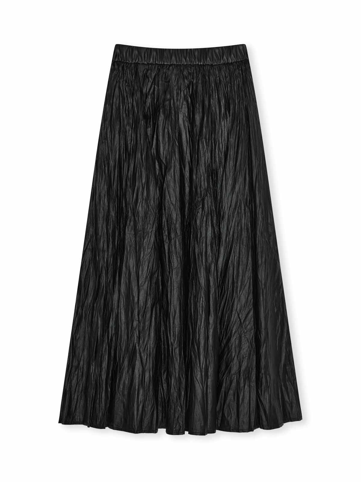 ASOBIO Pleated PU Maxi Skirt