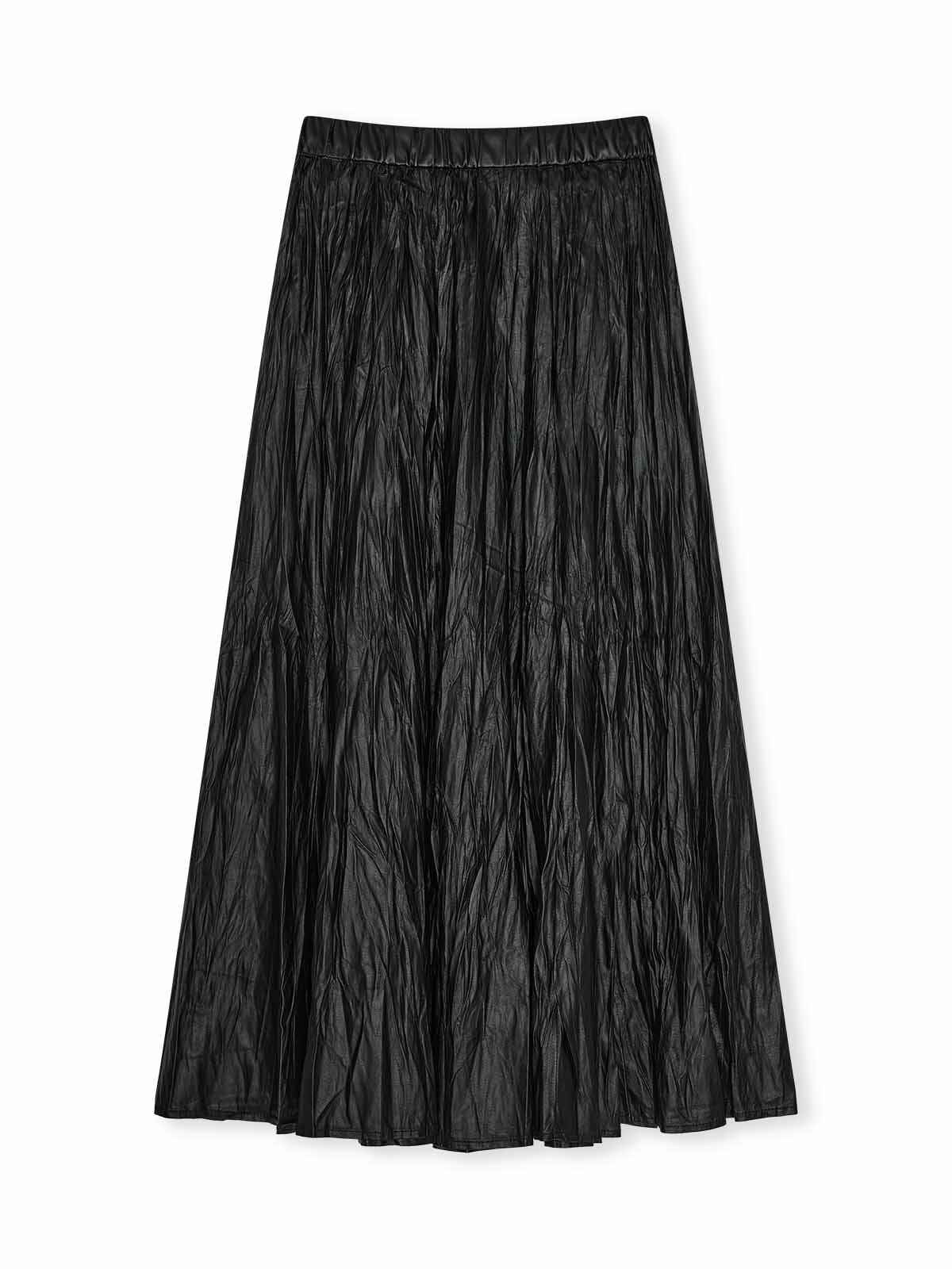 ASOBIO Pleated PU Maxi Skirt