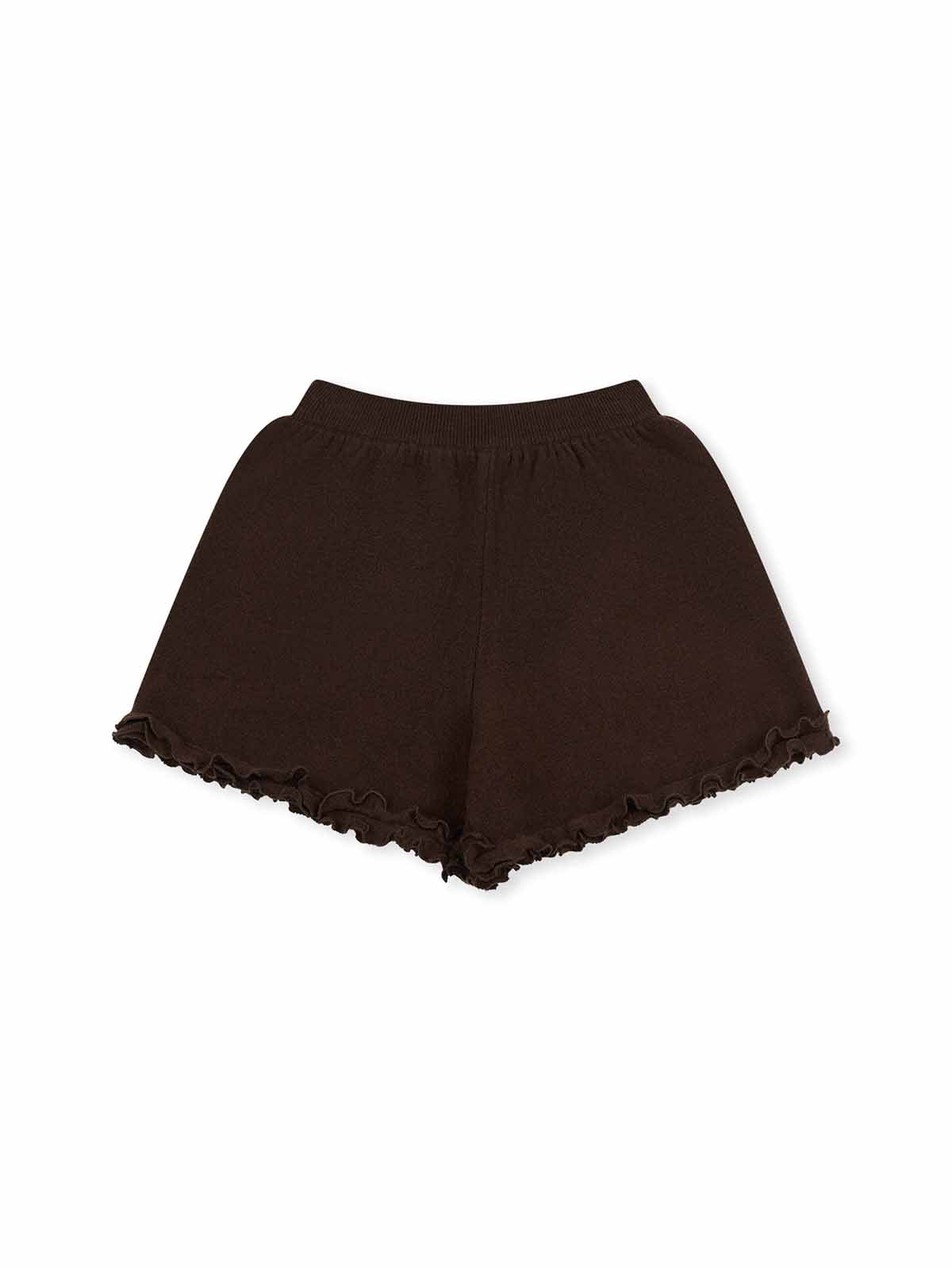 ASOBIO Wool-Blend Ruffled Trim Short
