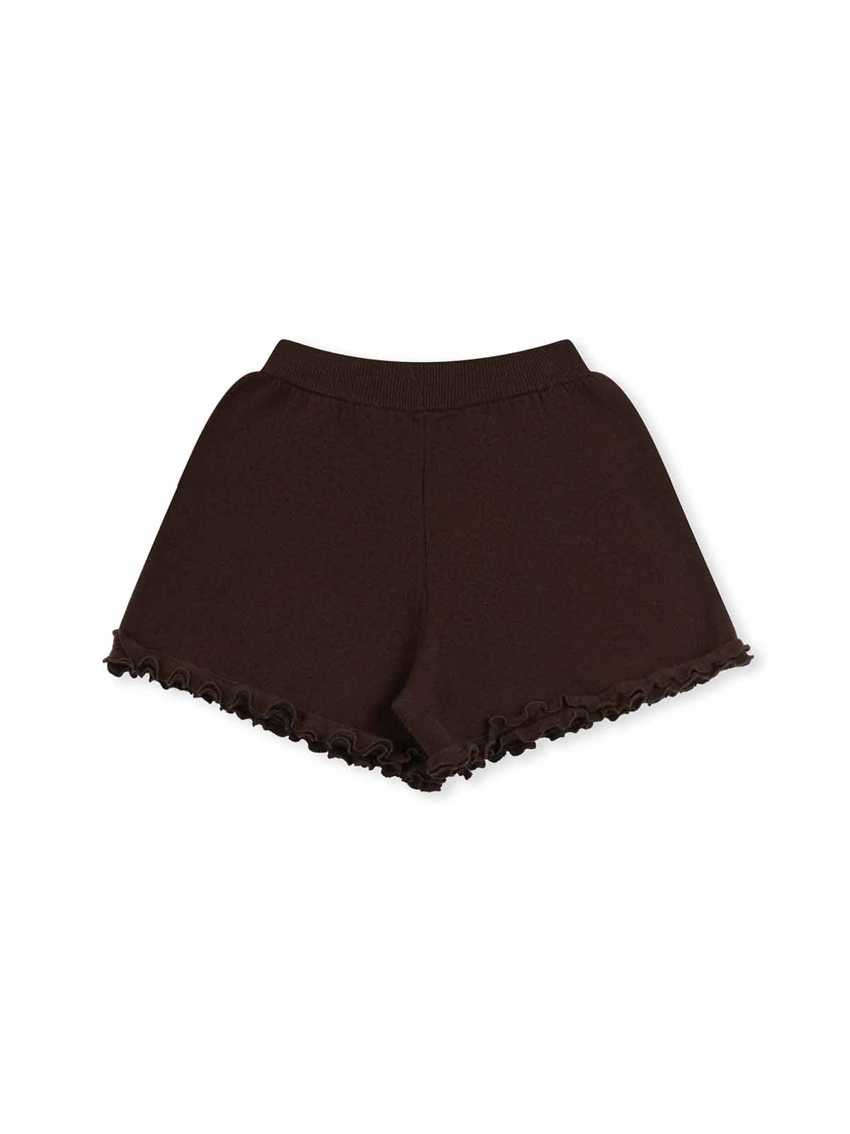 ASOBIO Wool-Blend Ruffled Trim Short