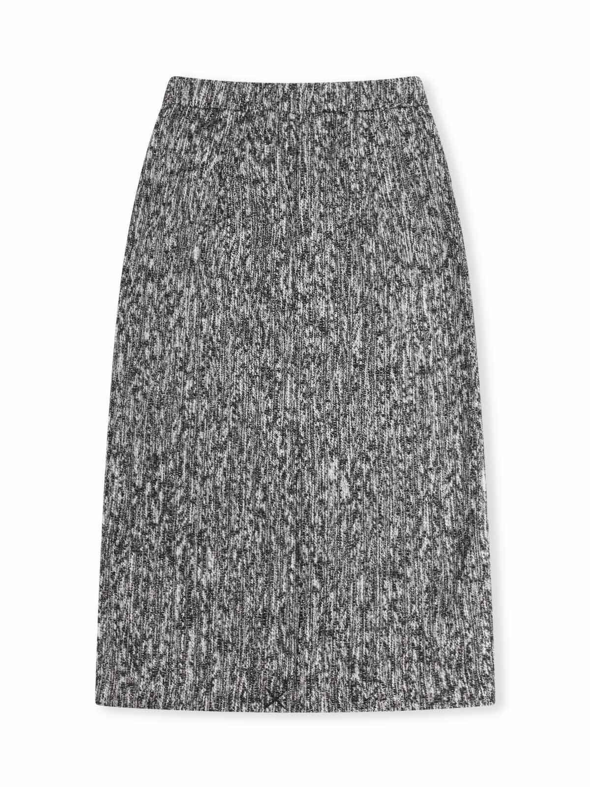 ASOBIO Tweed High-Waist Midi Skirt