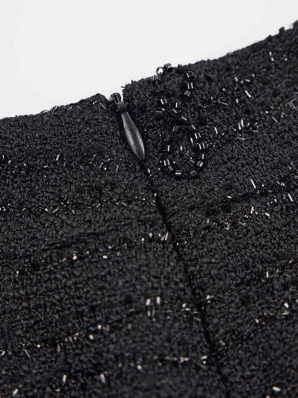 ASOBIO Tweed Mini Skirt with Floral Trim