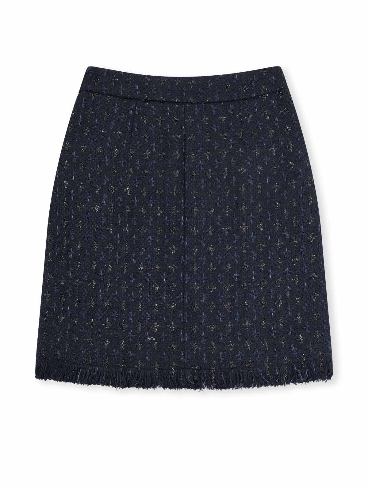 ASOBIO Tweed Mini Skirt with Fringe Hem