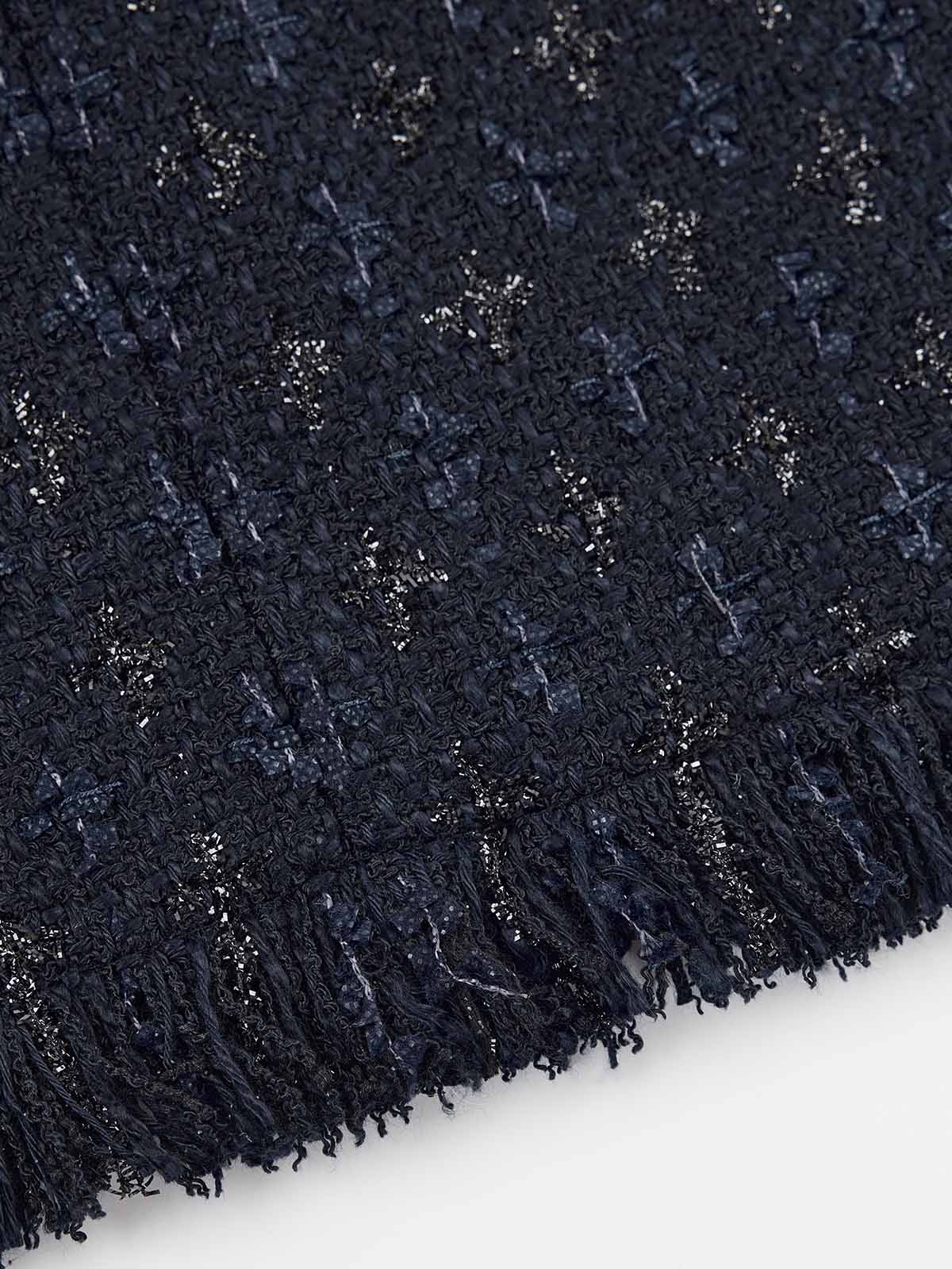 ASOBIO Tweed Mini Skirt with Fringe Hem