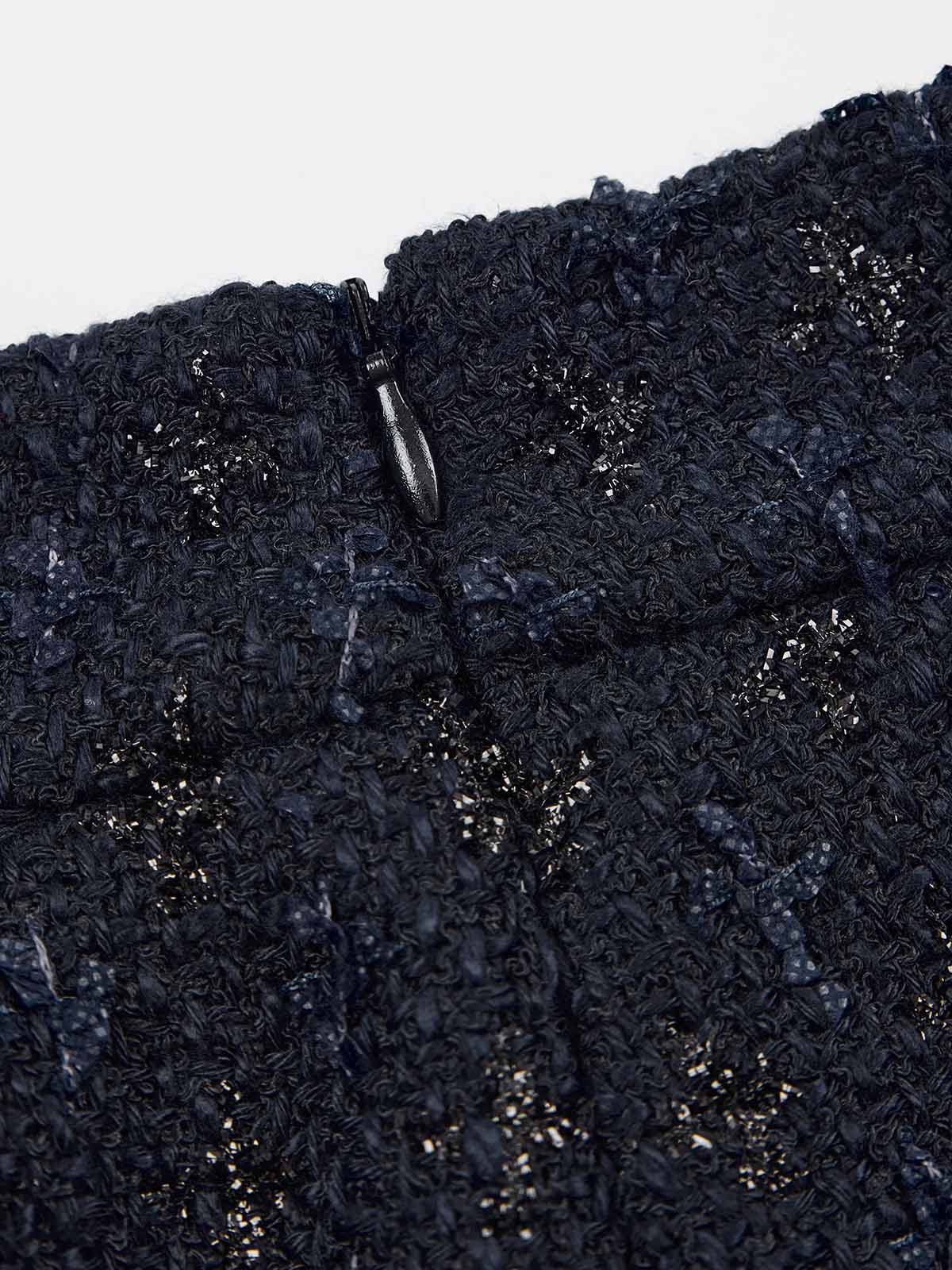 ASOBIO Tweed Mini Skirt with Fringe Hem