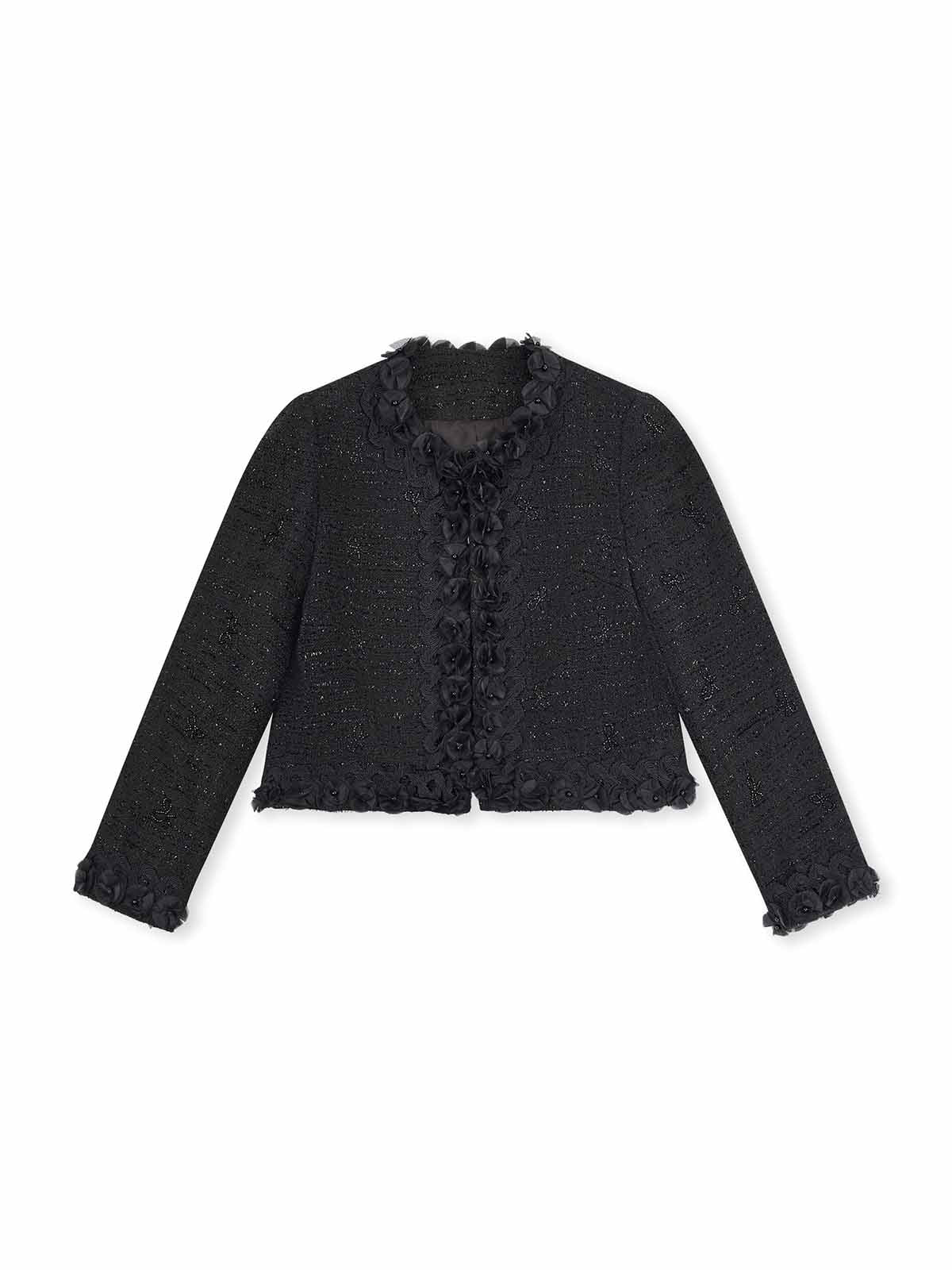 ASOBIO Floral-Embellished Tweed Jacket